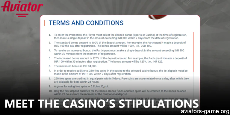 Meet the casino’s stipulations to withdraw Aviator winnings